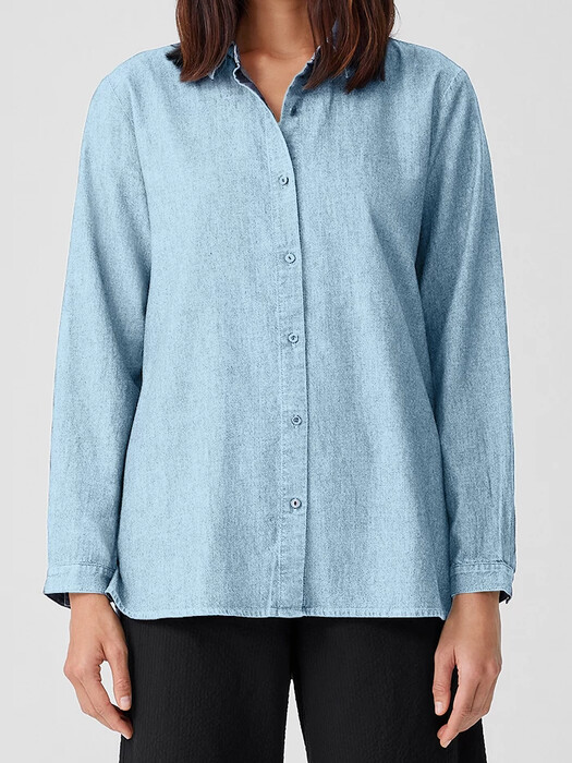 Airy Organic Cotton Twill Classic Collar Shirt EILEEN FISHER