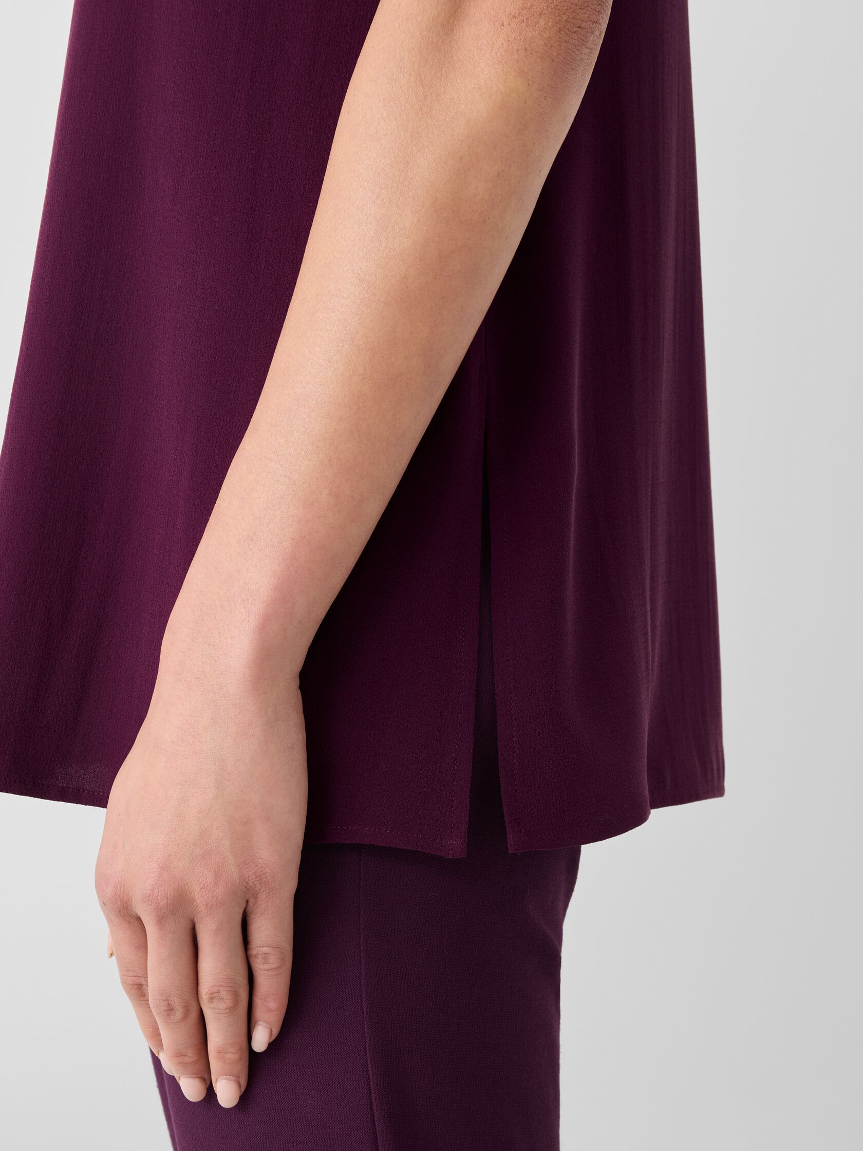 Silk Georgette Crepe Ballet Neck Long Tank