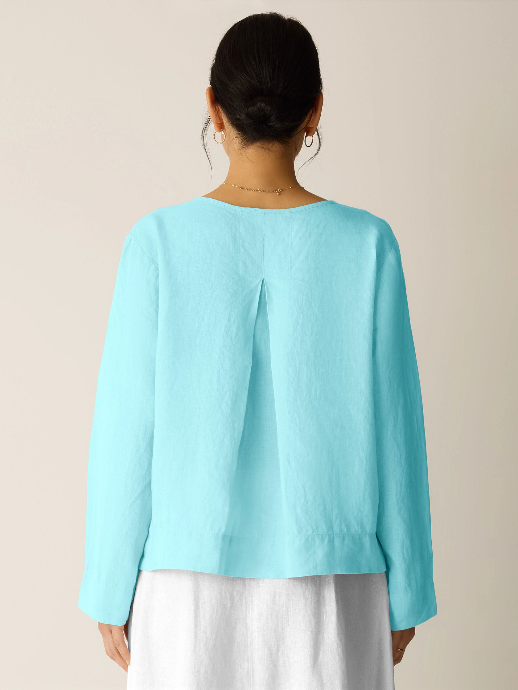 Organic Handkerchief Linen Split Neck Top