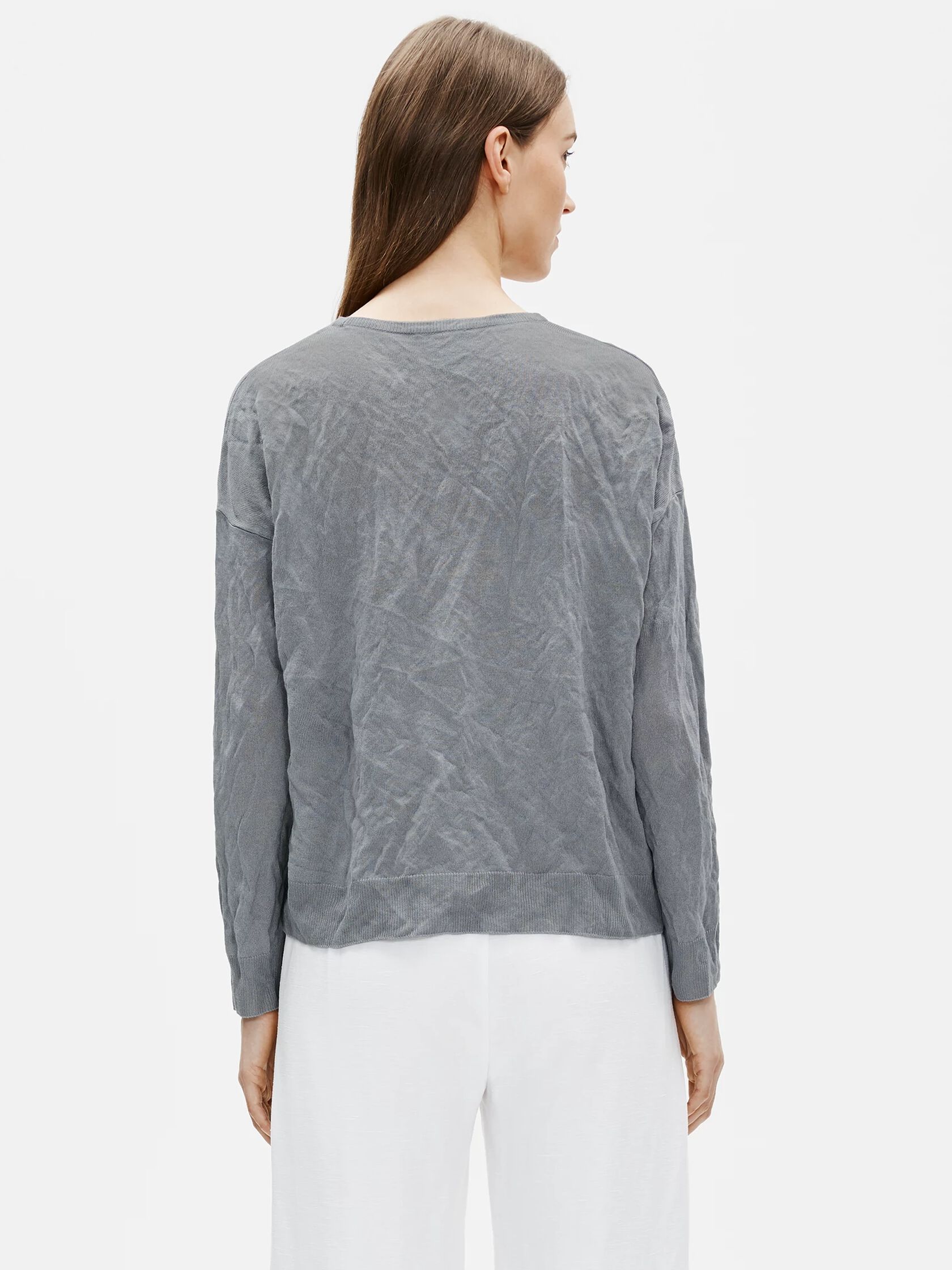 Tencel & Metal Crew Neck Box-Top
