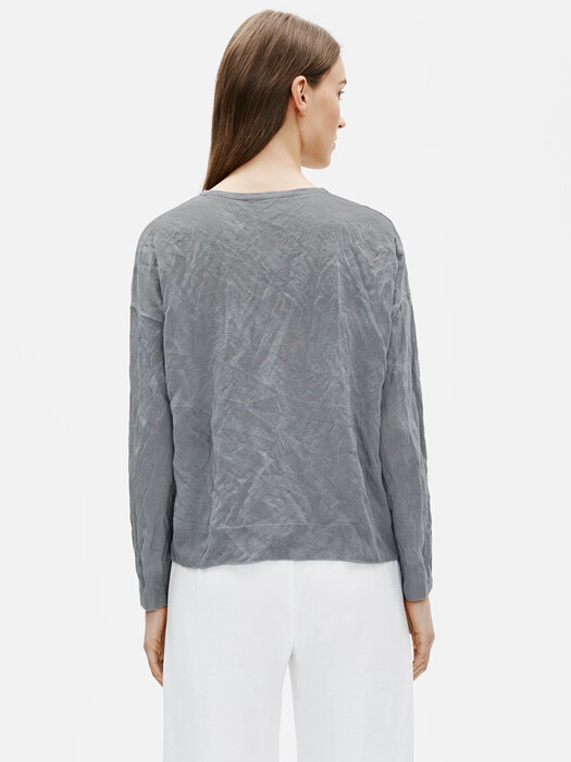 Tencel & Metal Crew Neck Box-Top