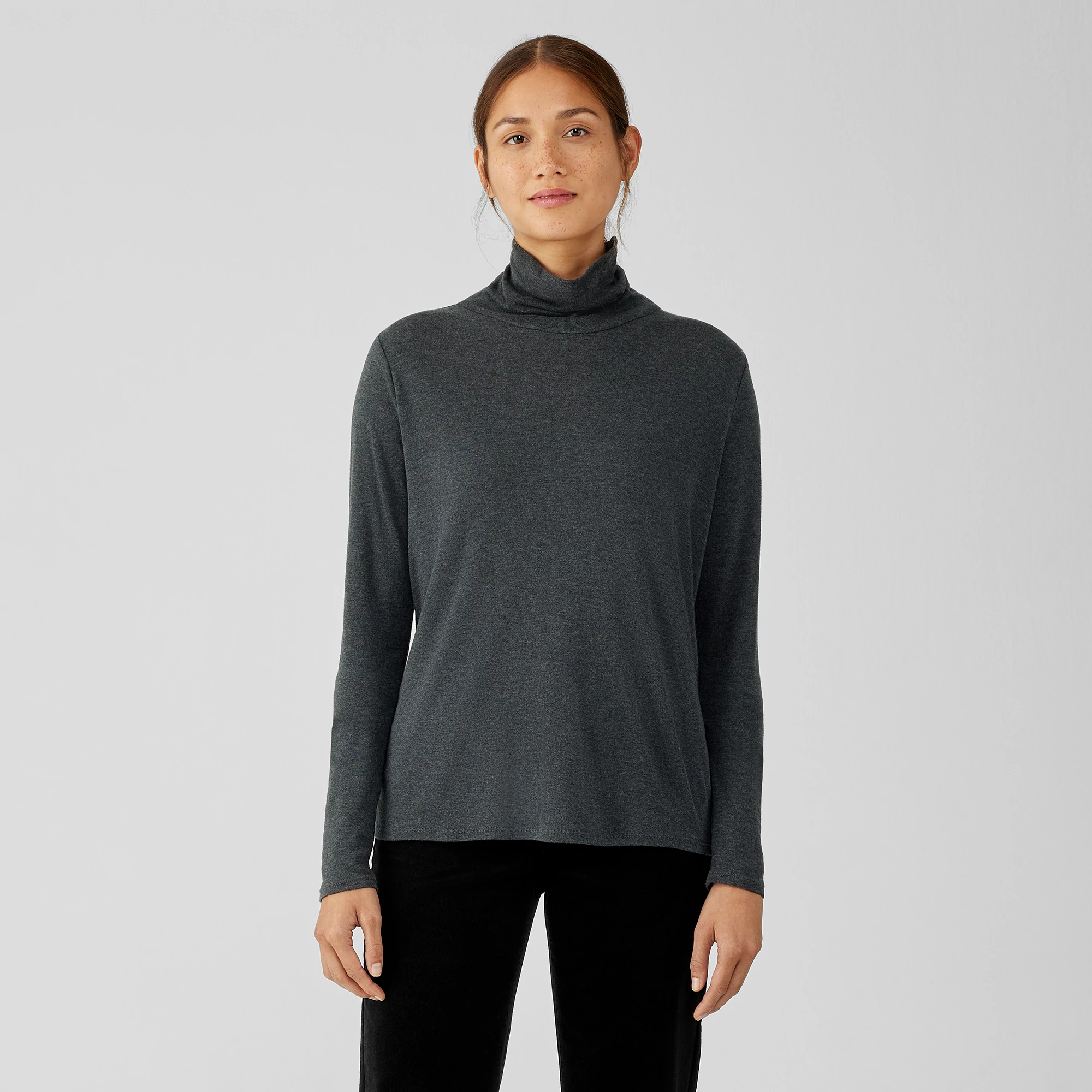 Organic Merino Wool DILLING Womens Long Sleeve top with high Neck and Zip 