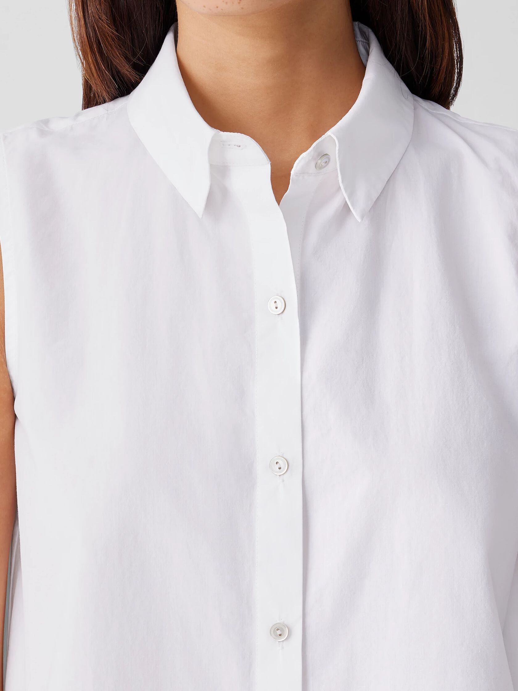 Washed Organic Cotton Poplin Sleeveless Shirt