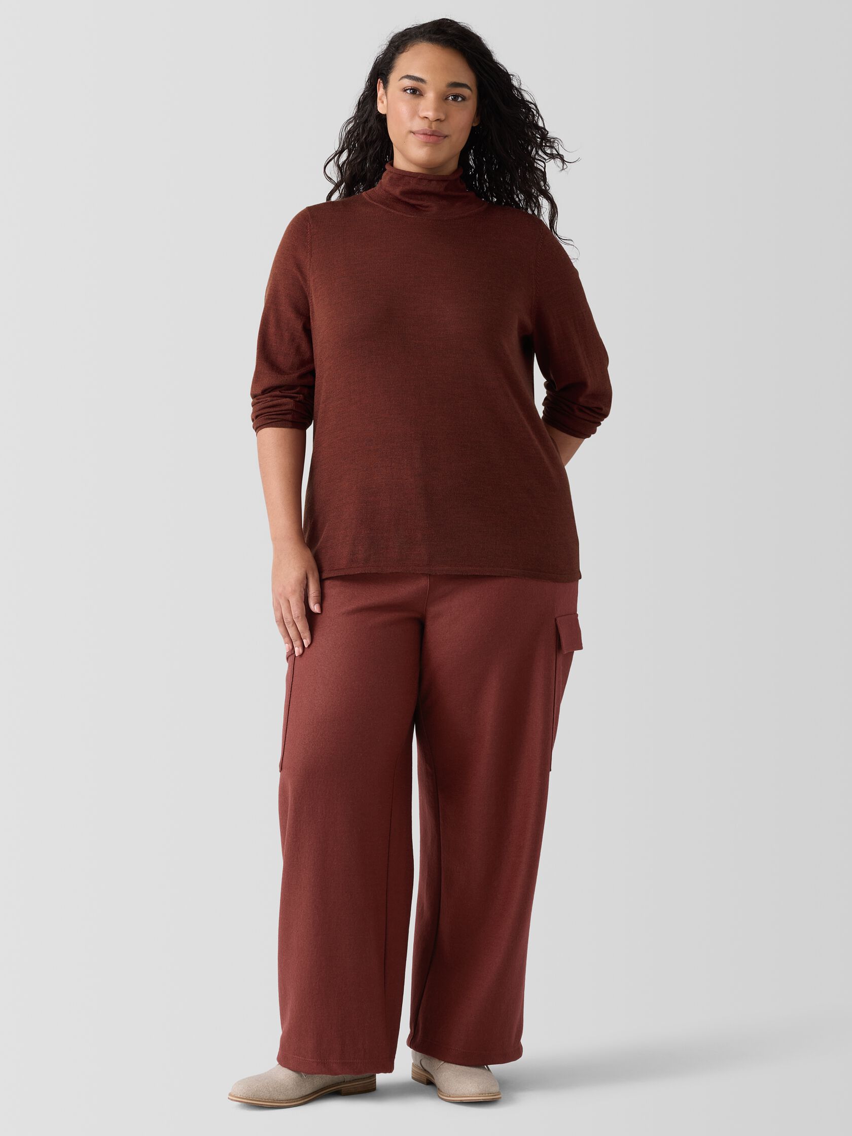 Fine Merino Turtleneck Top in Regenerative Wool