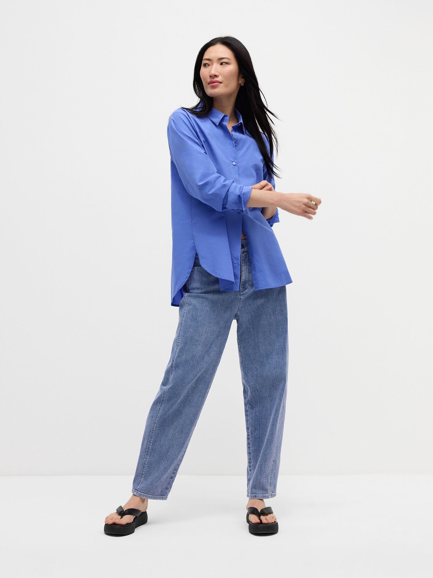 Cotton Stretch Denim Lantern Jean