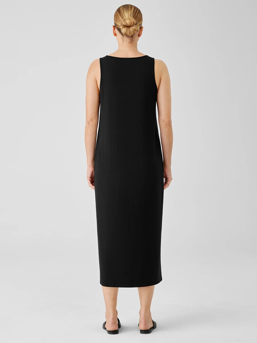 eileen fisher stretch jersey knit tank dress Eileen Fisher Ocean Blue Jewel Neck Stretch Jersey Knit Tank Midi Dress Sz S