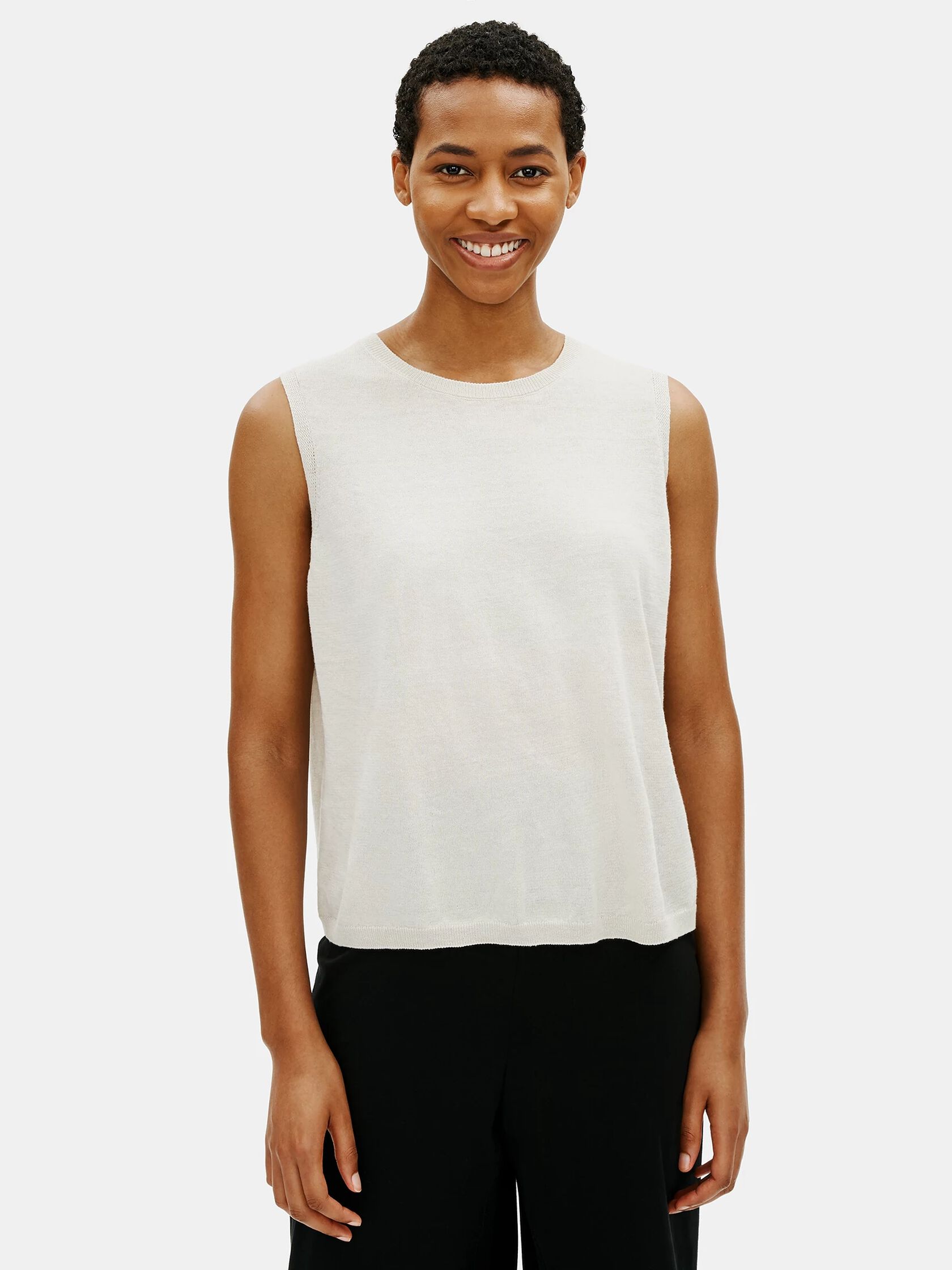 Organic Linen Cotton Crew Neck Shell