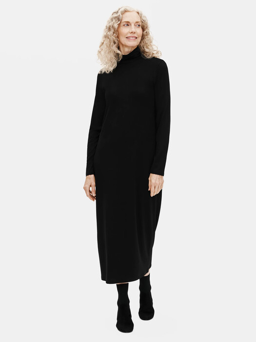 Viscose Jersey Scrunch Neck Dress | EILEEN FISHER Viscose Jersey Scrunch Neck Dress | EILEEN FISHER