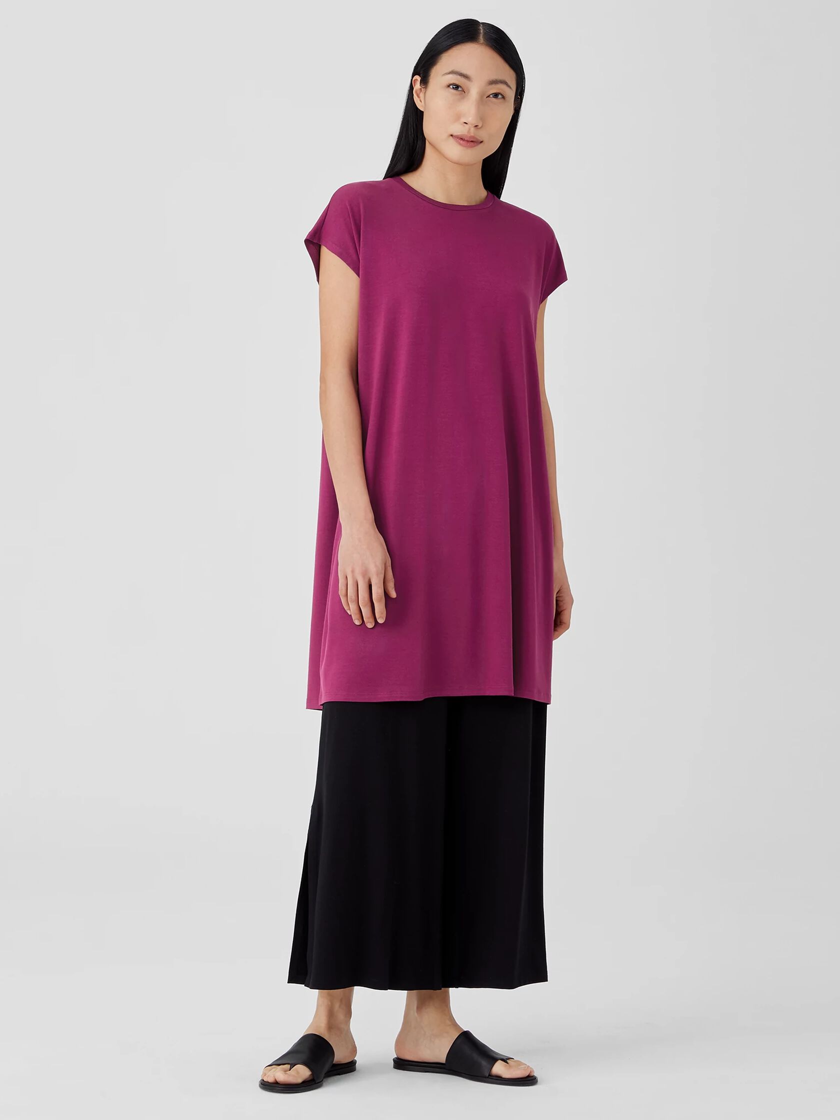 Fine Jersey Cap-Sleeve Dress