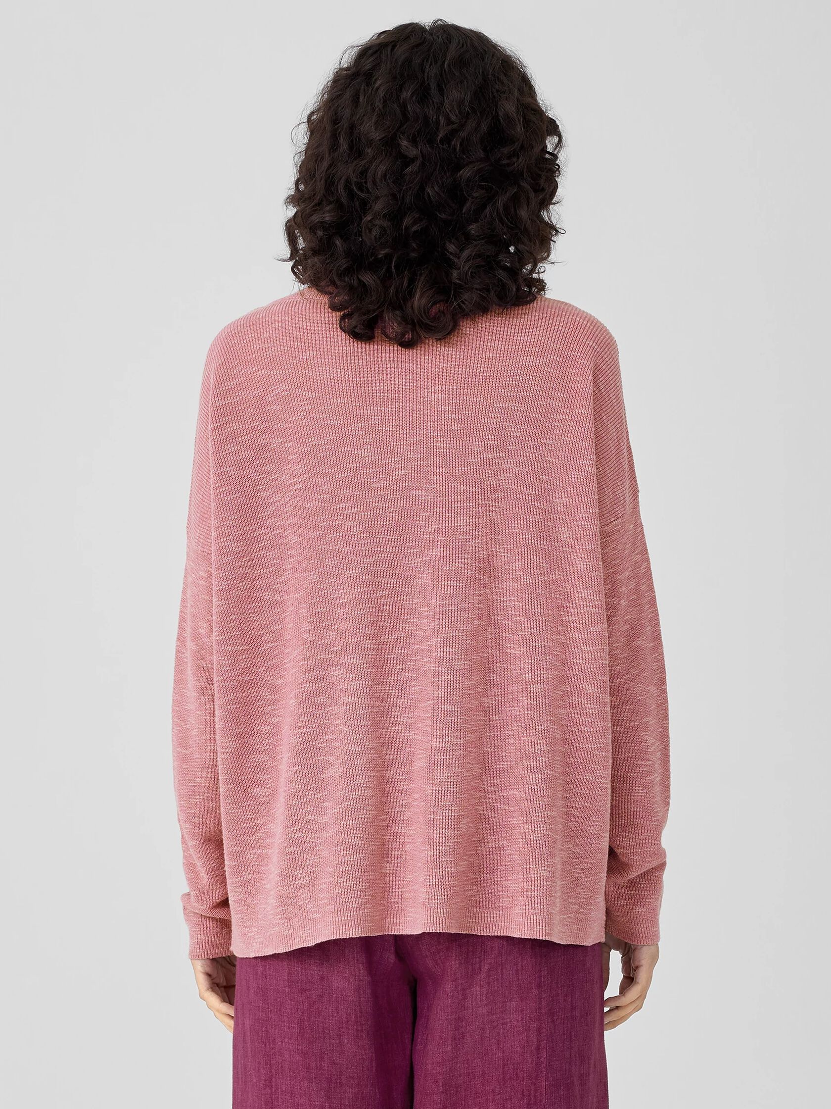 Organic Linen Cotton Slub Funnel Neck Top