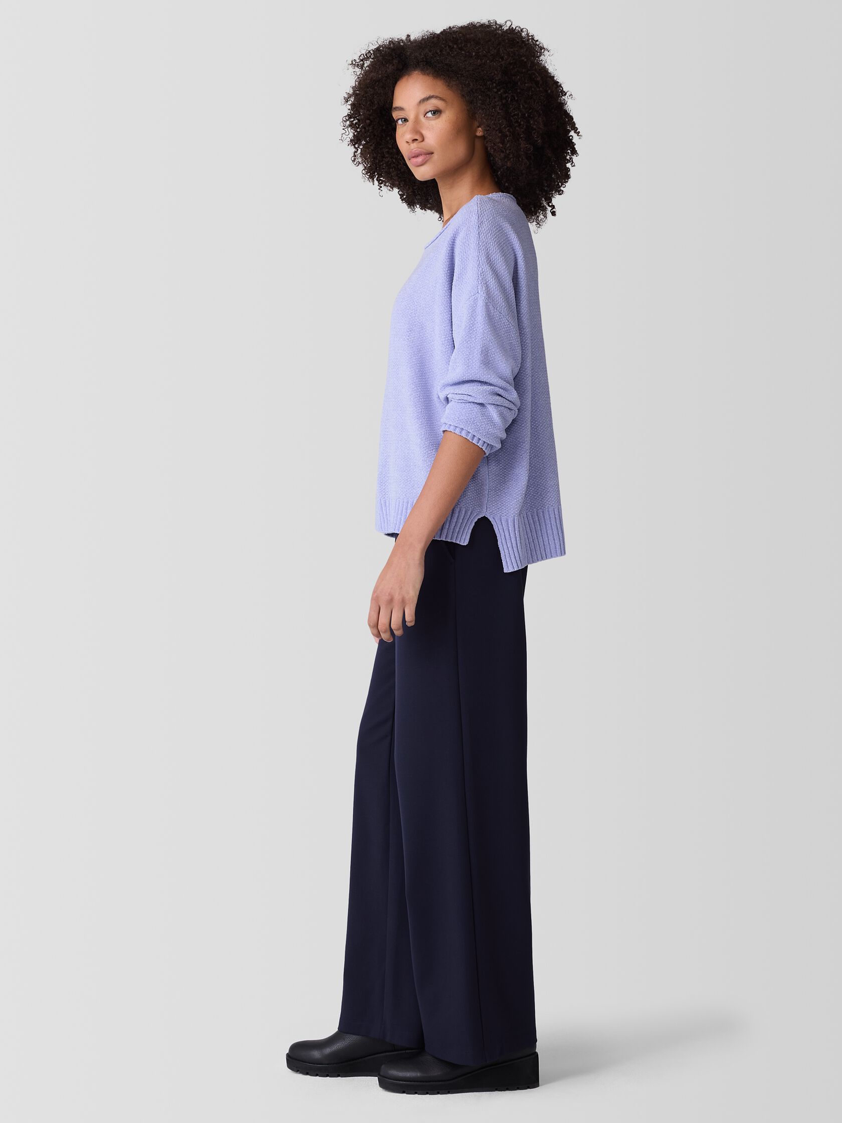 Organic Cotton Chenille Jewel Neck Top