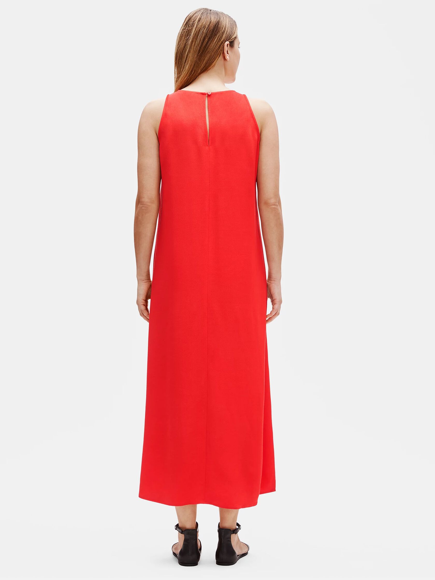 Tencel & Viscose Crepe Front Slit Maxi Dress