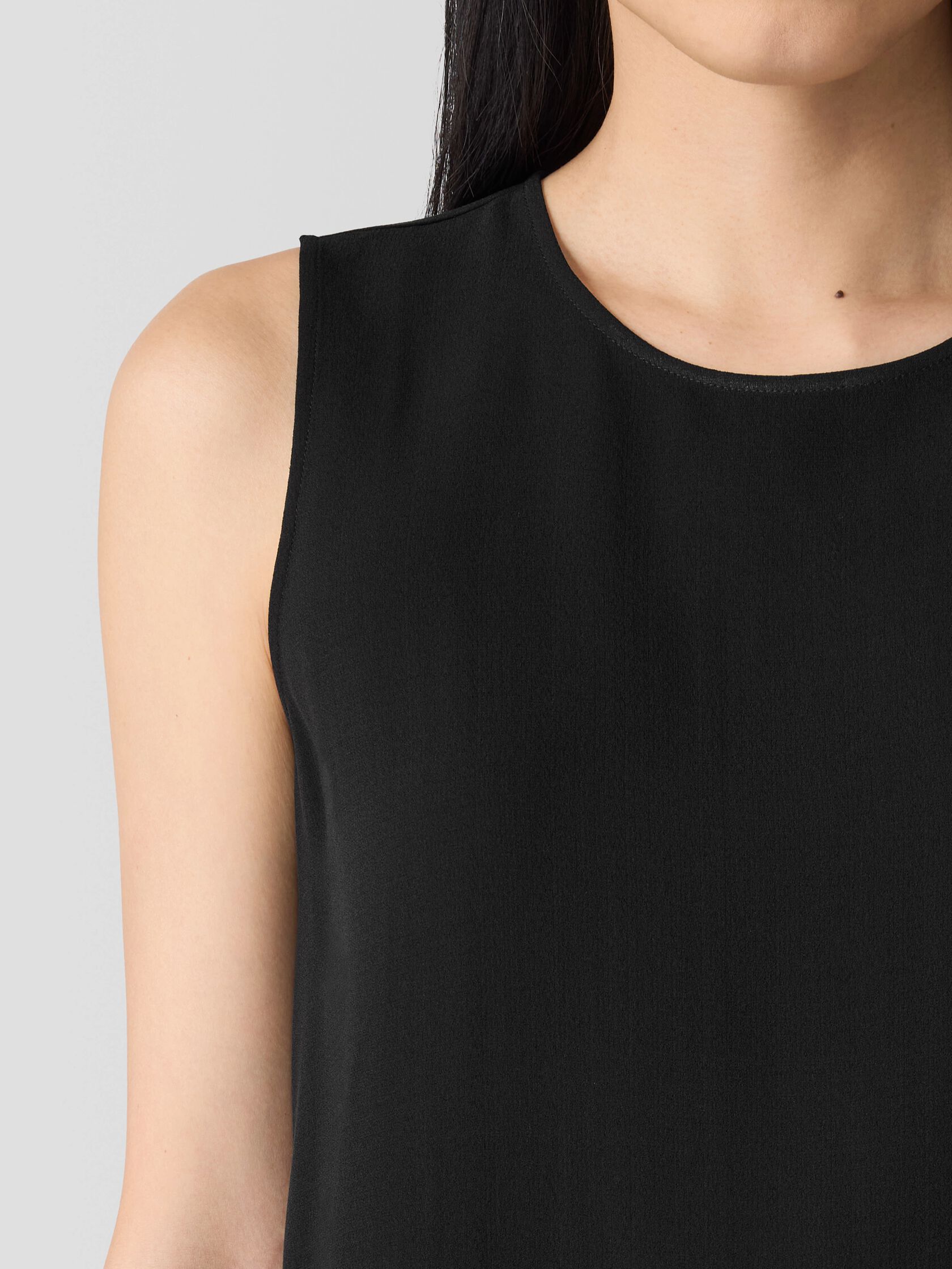 Silk Georgette Crepe Round Neck Tank