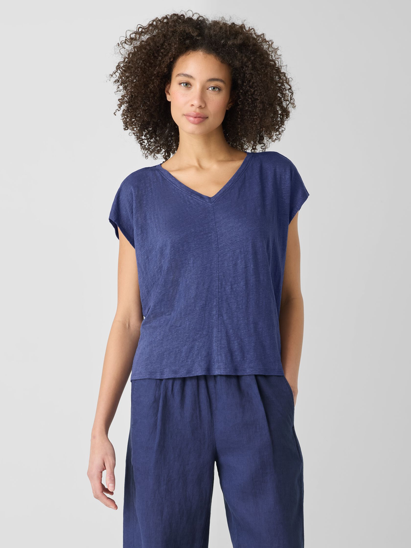Organic Linen Jersey V-Neck Tee
