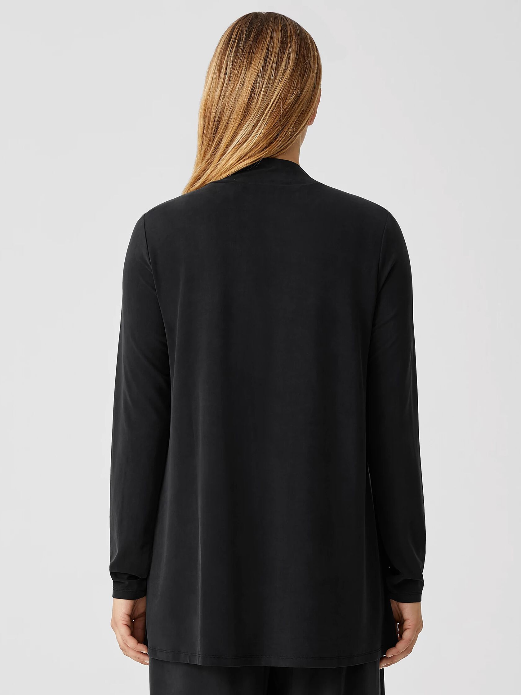 Sandwashed Cupro Knit Mock Neck Top