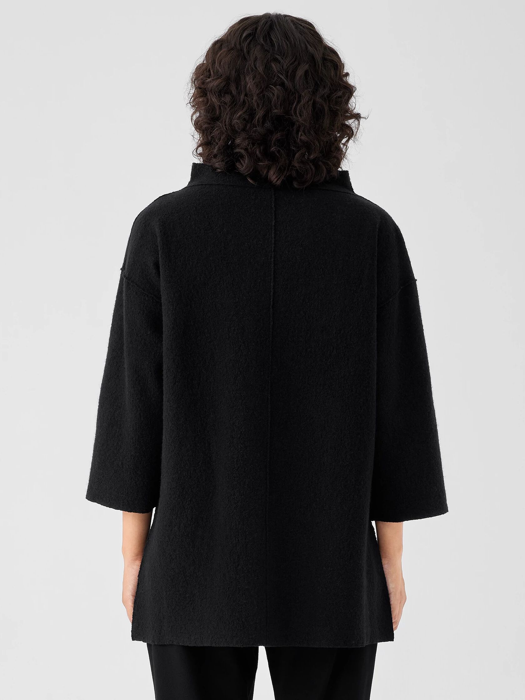 Lightweight Boiled Wool Funnel Neck Top in Regenerative Wool