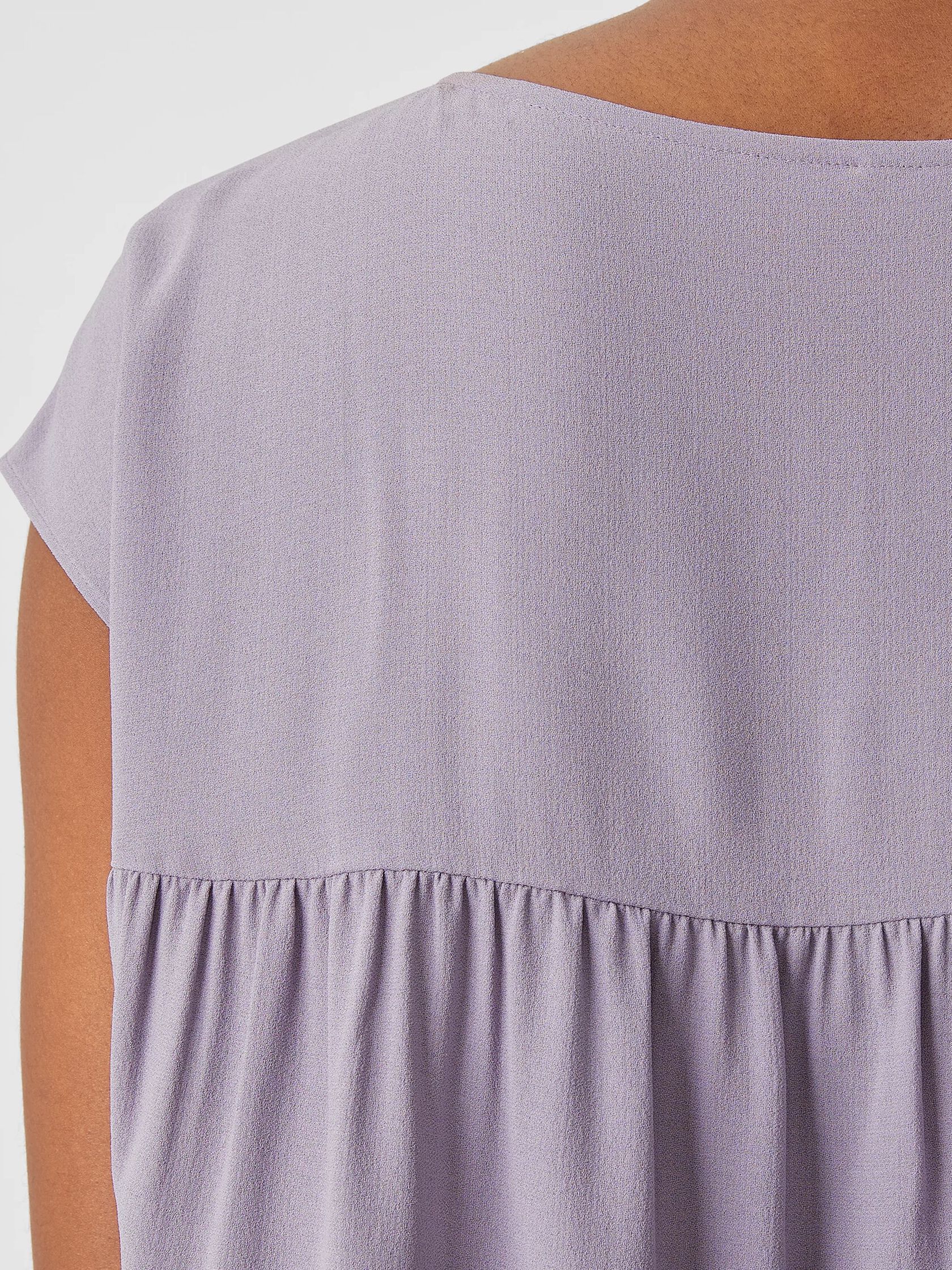 Silk Georgette Crepe Shirred-Back Top