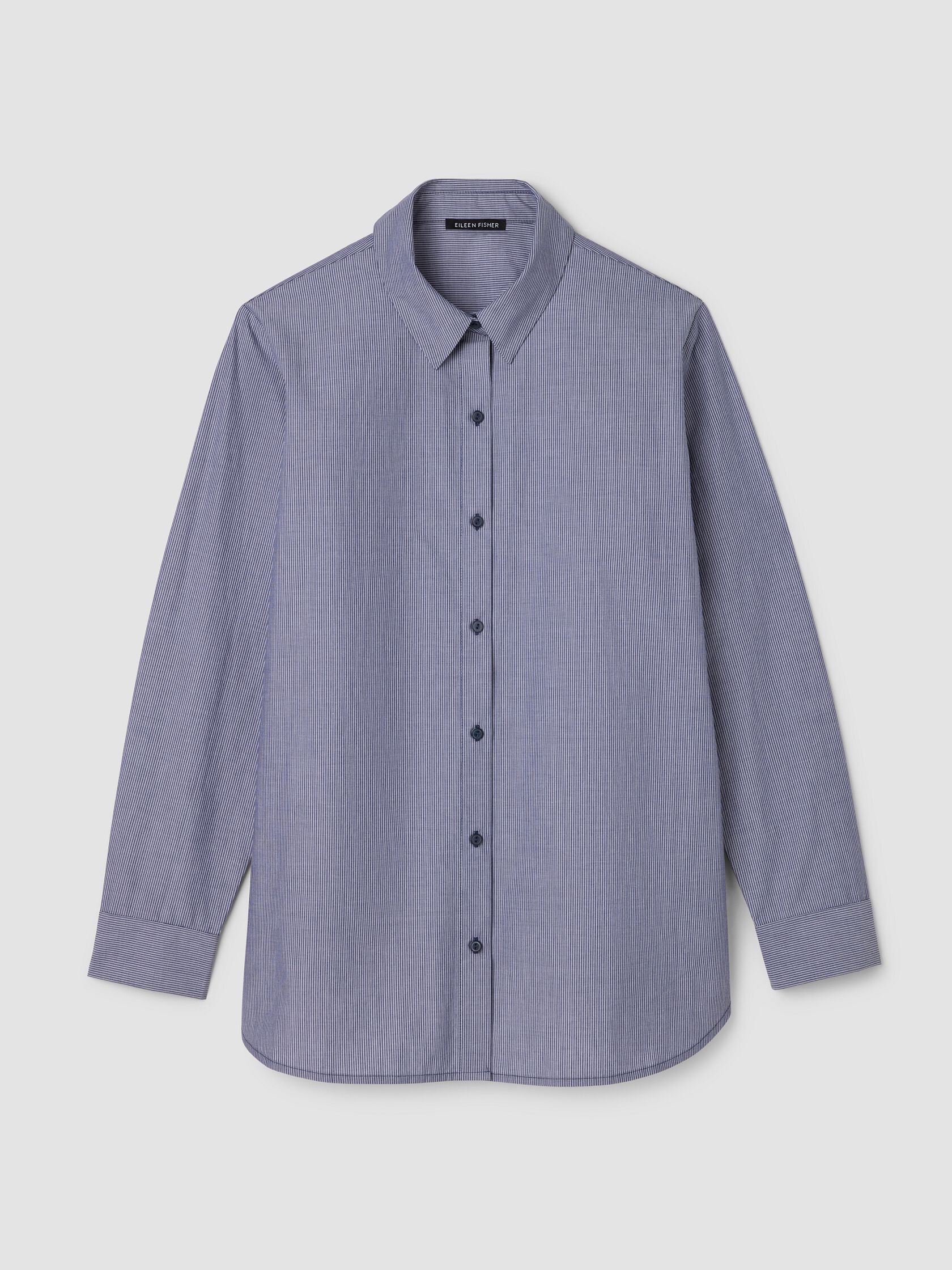 Striped Organic Cotton Poplin Classic Collar Shirt
