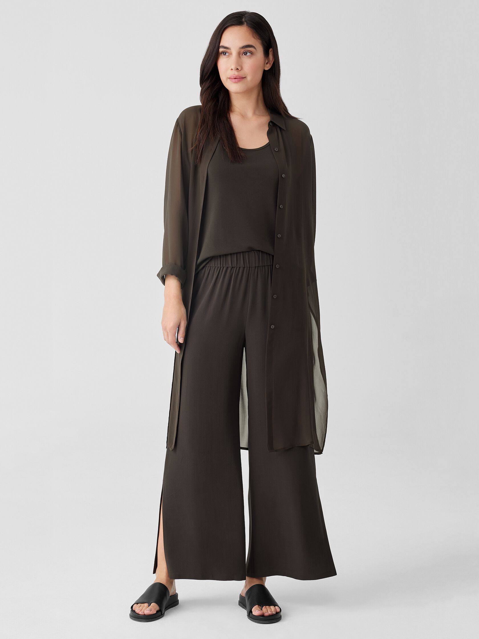Silk Georgette Crepe Pant with Slits