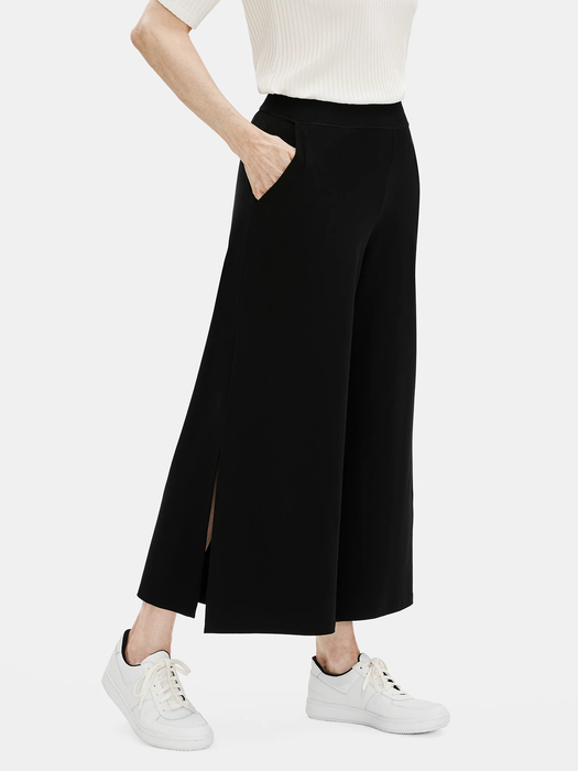 Fine Jersey Wide-Leg Pant with Slits