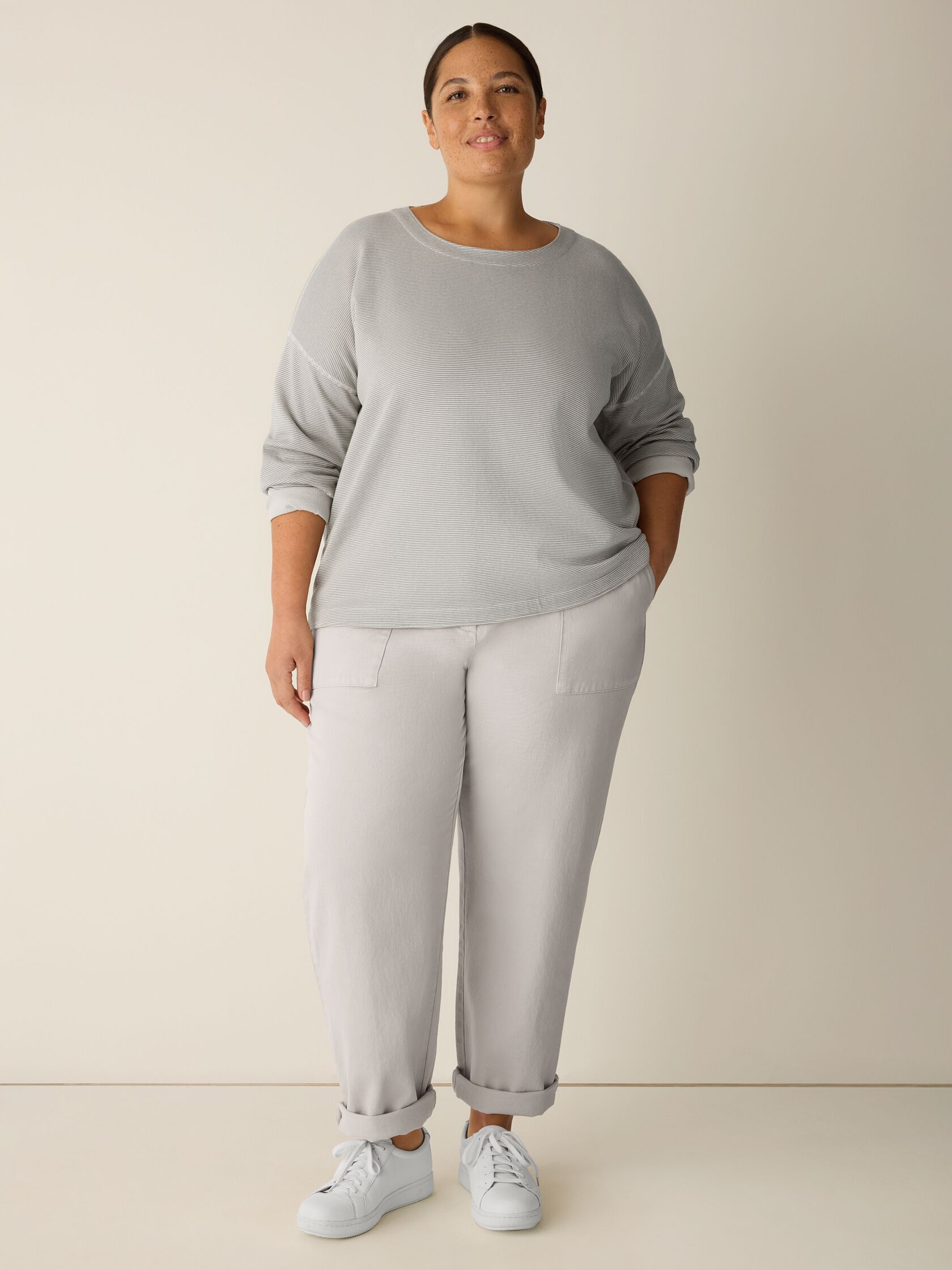 Doubleknit Organic Cotton Stripe Reversible Top