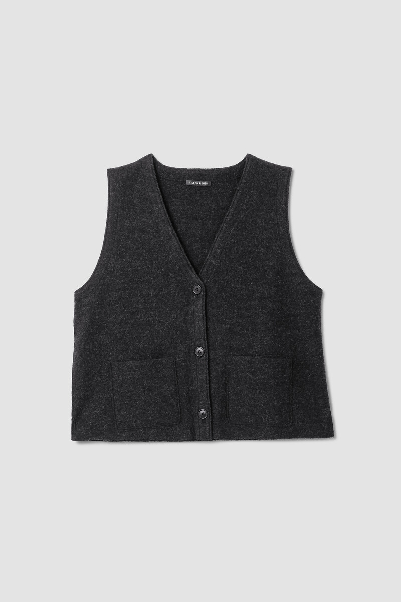 Lightweight Boiled Wool Vest in Regenerative Wool Lightweight Boiled Wool Vest in Regenerative Wool
