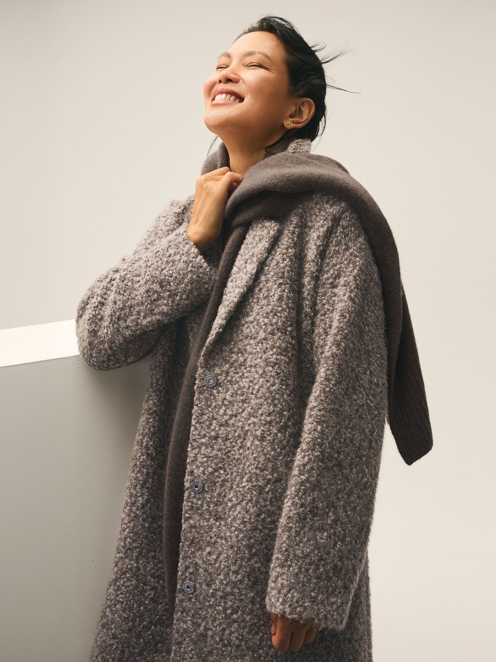 Curly Alpaca Notch Collar Coat