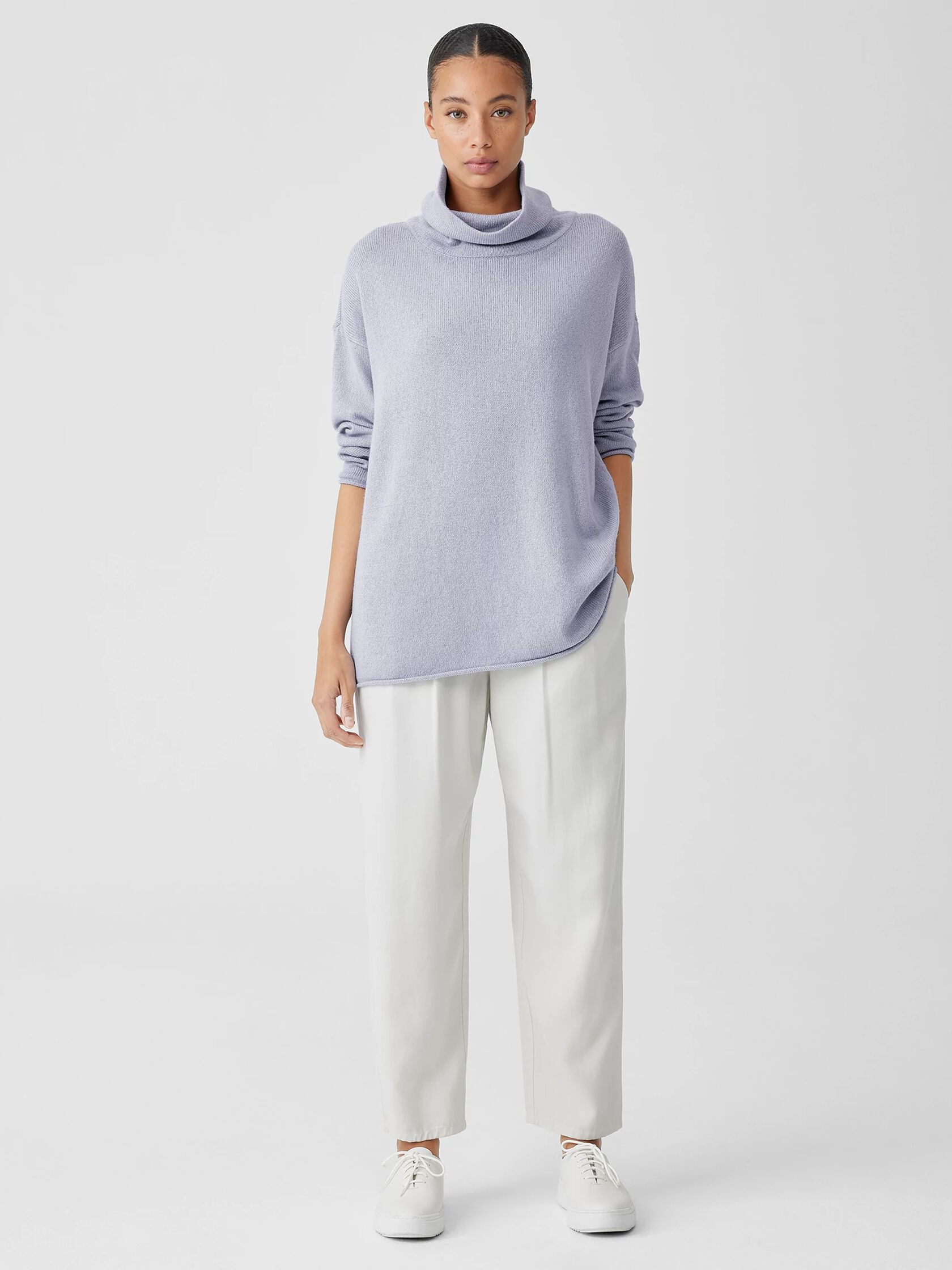 Cotton and Recycled Cashmere Turtleneck Top