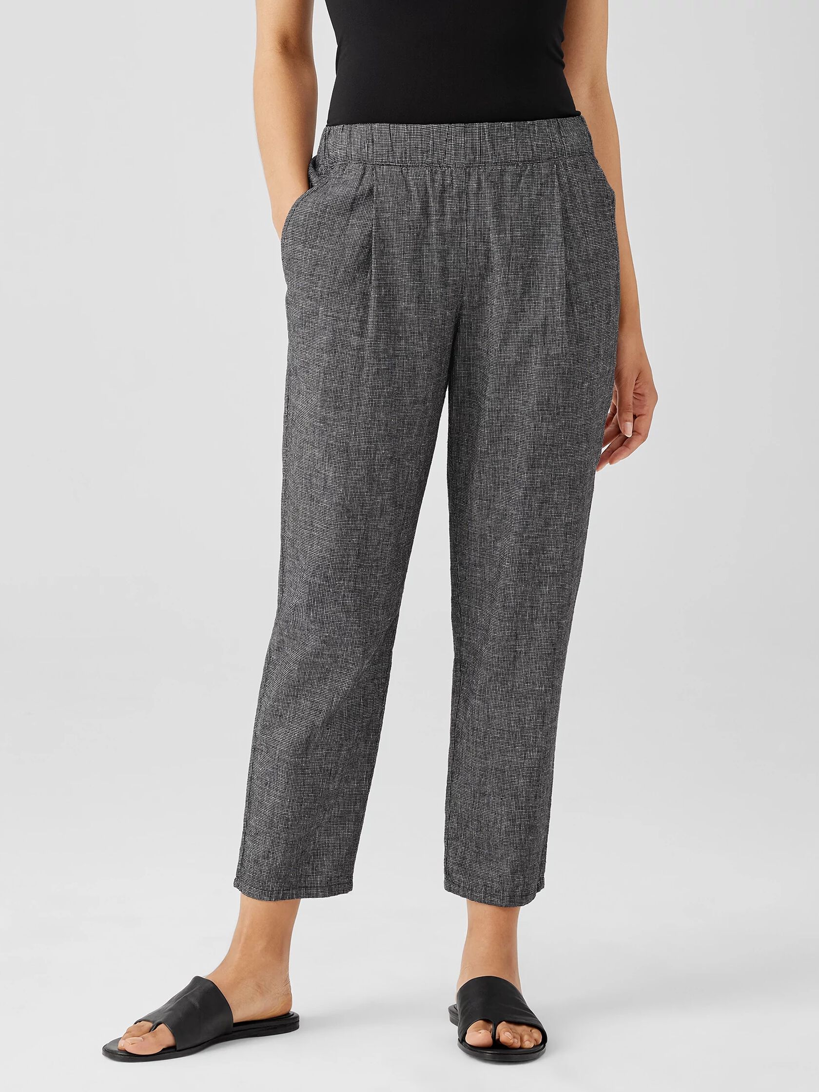 Hemp Cotton Grid Tapered Pant | EILEEN FISHER