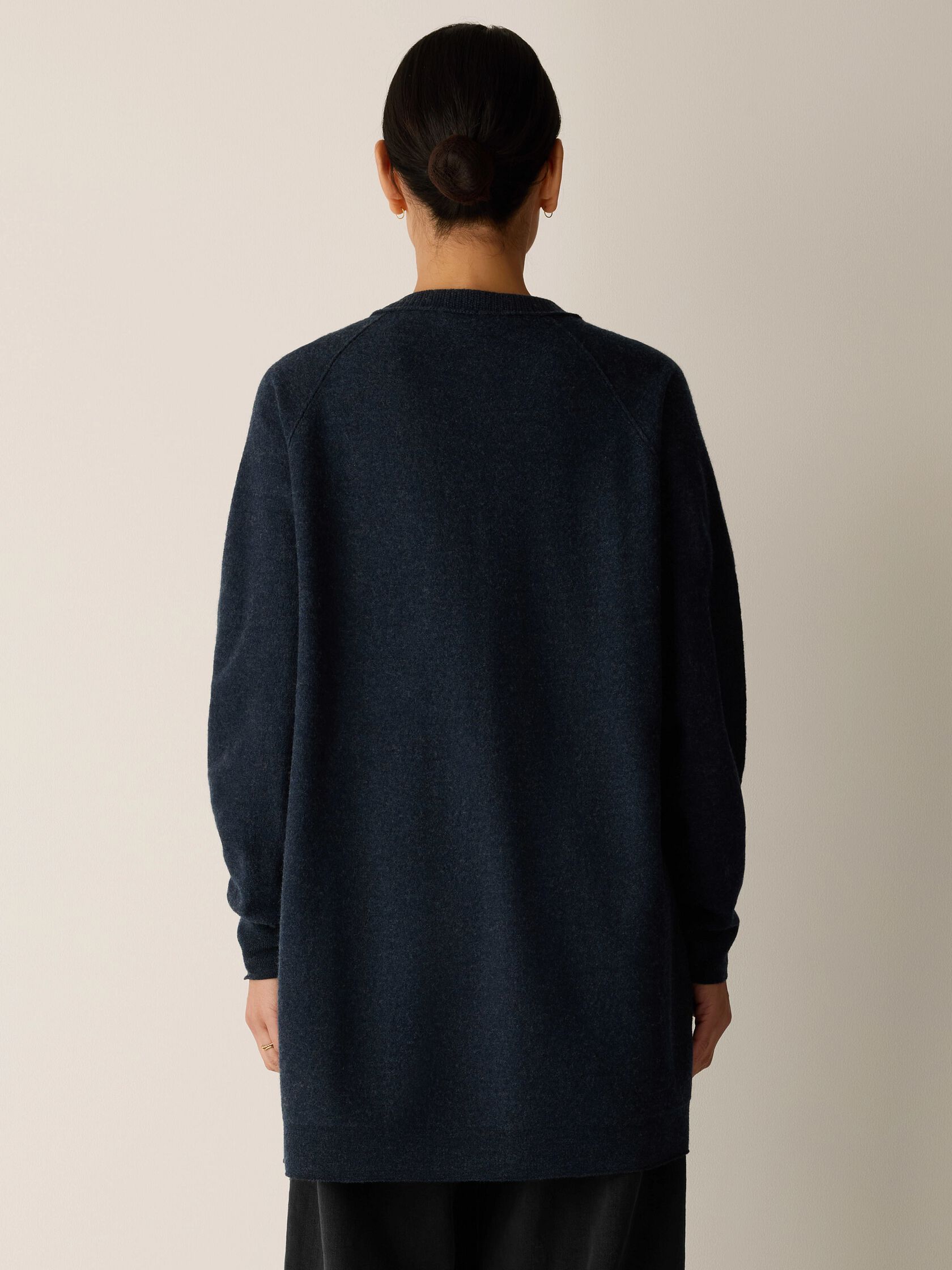 Fine Felted Wool Long Cardigan in Regenerative Wool