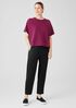 Organic Cotton Slubby Rib Knit Elbow-Sleeve Top