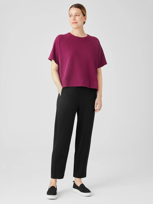 Organic Cotton Slubby Rib Knit Elbow-Sleeve Top