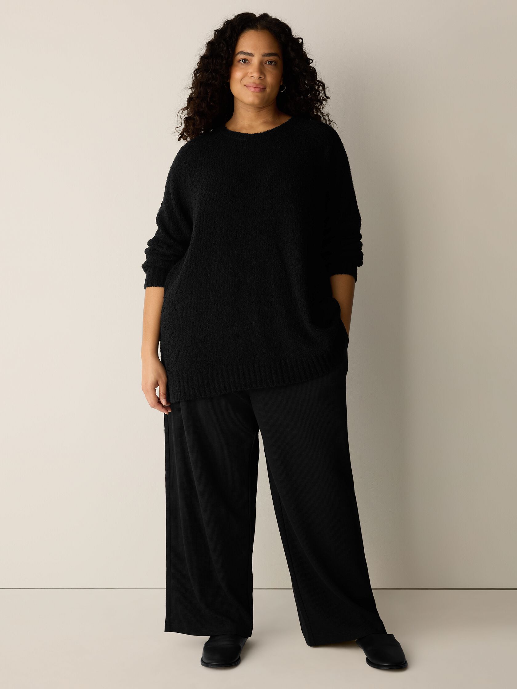 Organic Cotton Fluff Crew Neck Long Top