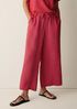 Puckered Organic Linen Grid Wide-Leg Pant
