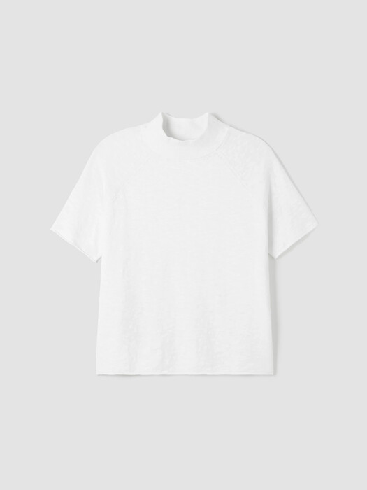 Organic Cotton Linen Slub Funnel Neck Top