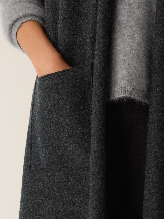 Lightweight Boiled Wool Shawl Collar Vest in Regenerative Wool