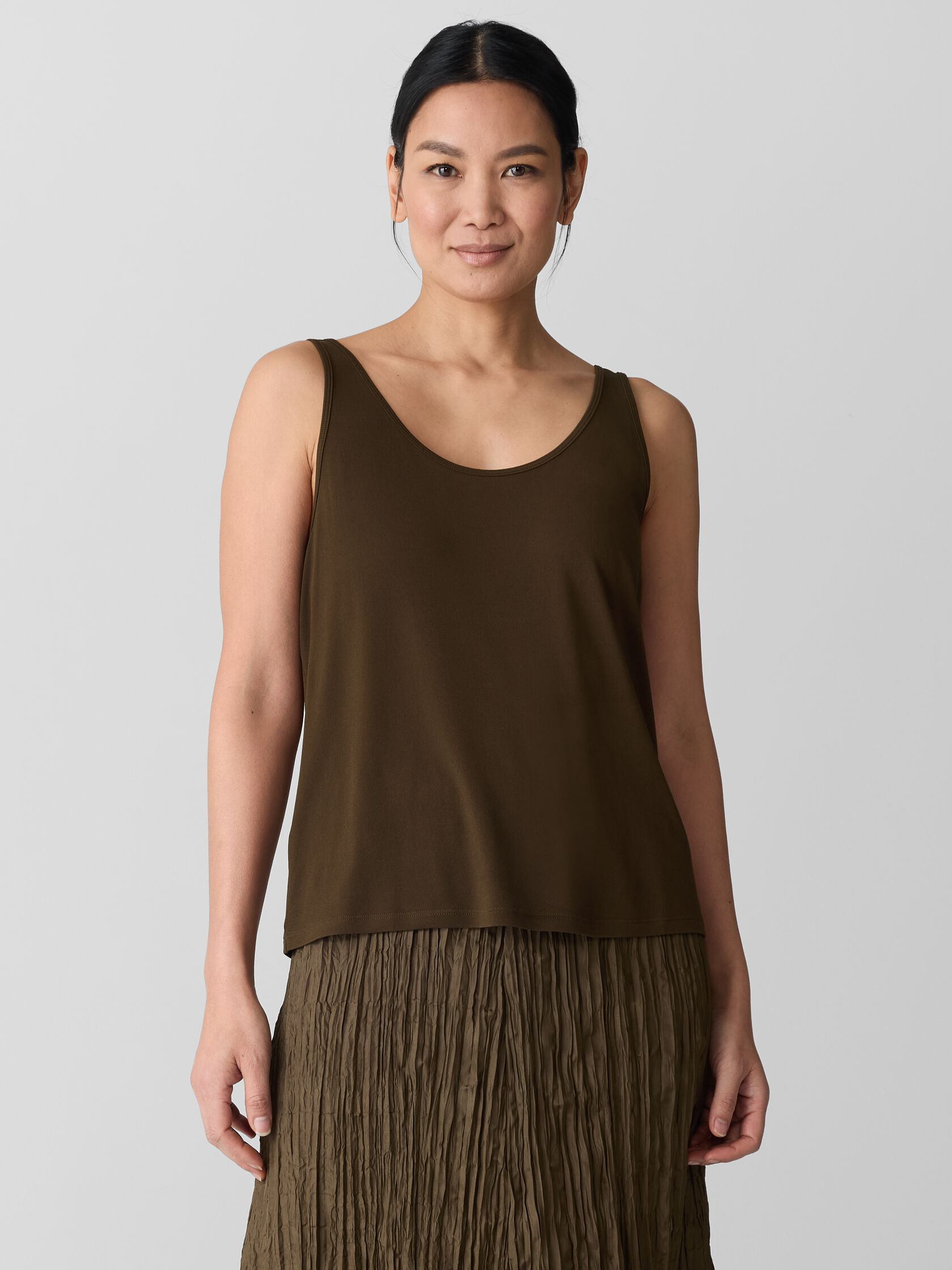 Stretch Silk Jersey Scoop Neck Tank