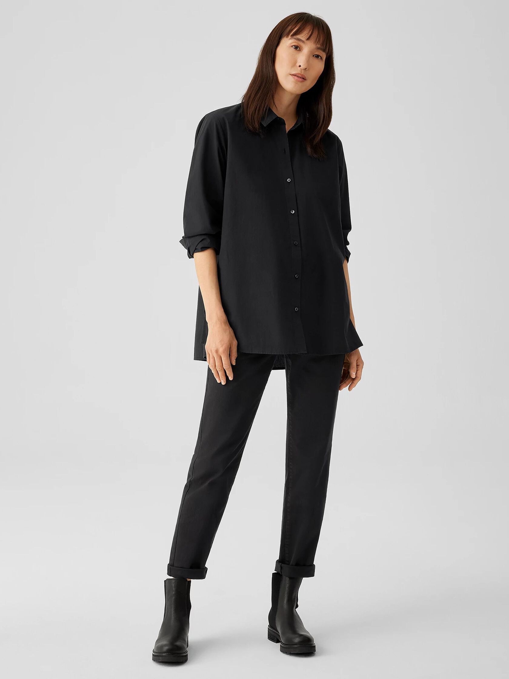 Washed Organic Cotton Poplin Classic Collar Shirt