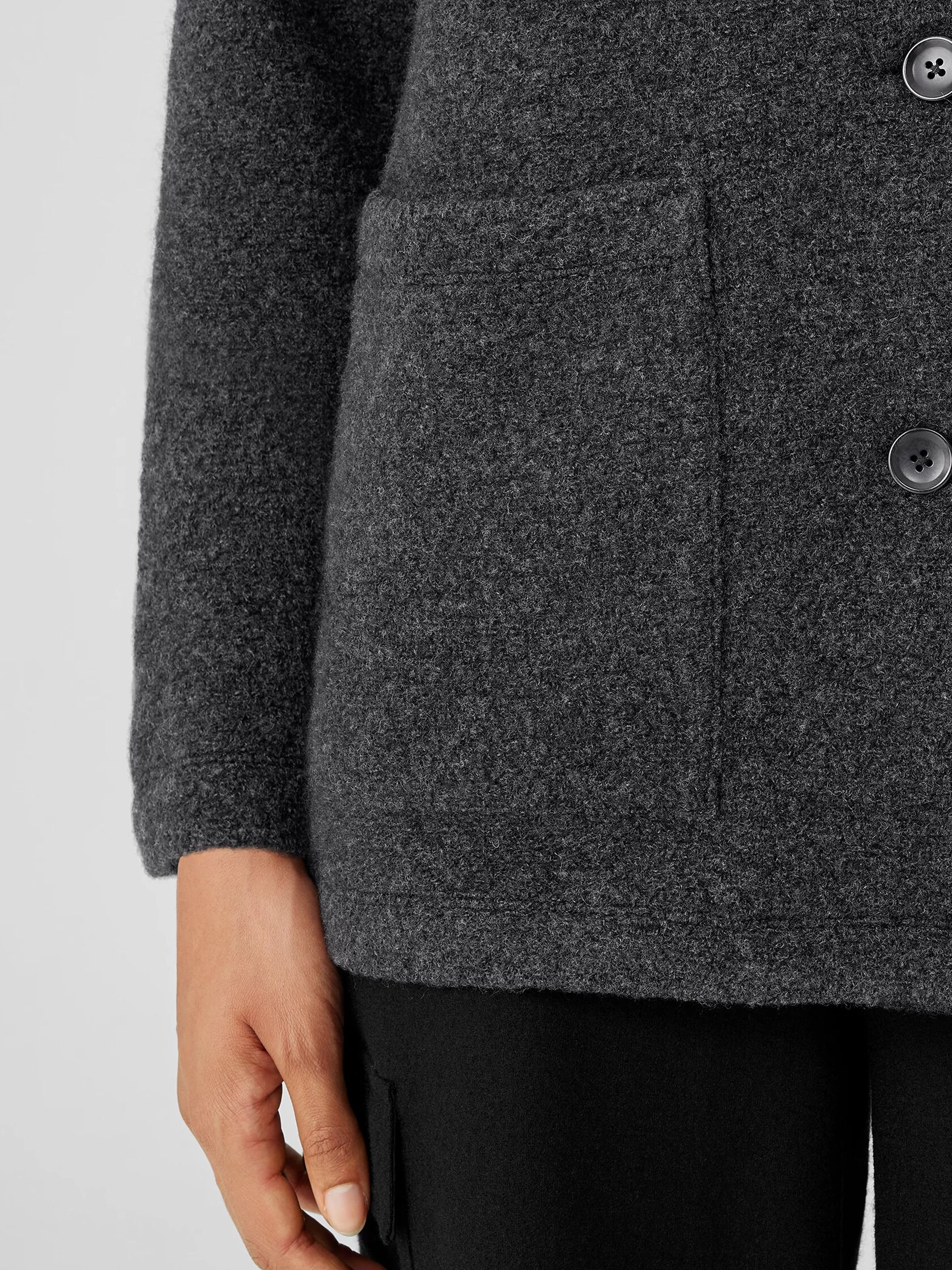 Boucle Wool Knit Classic Collar Jacket