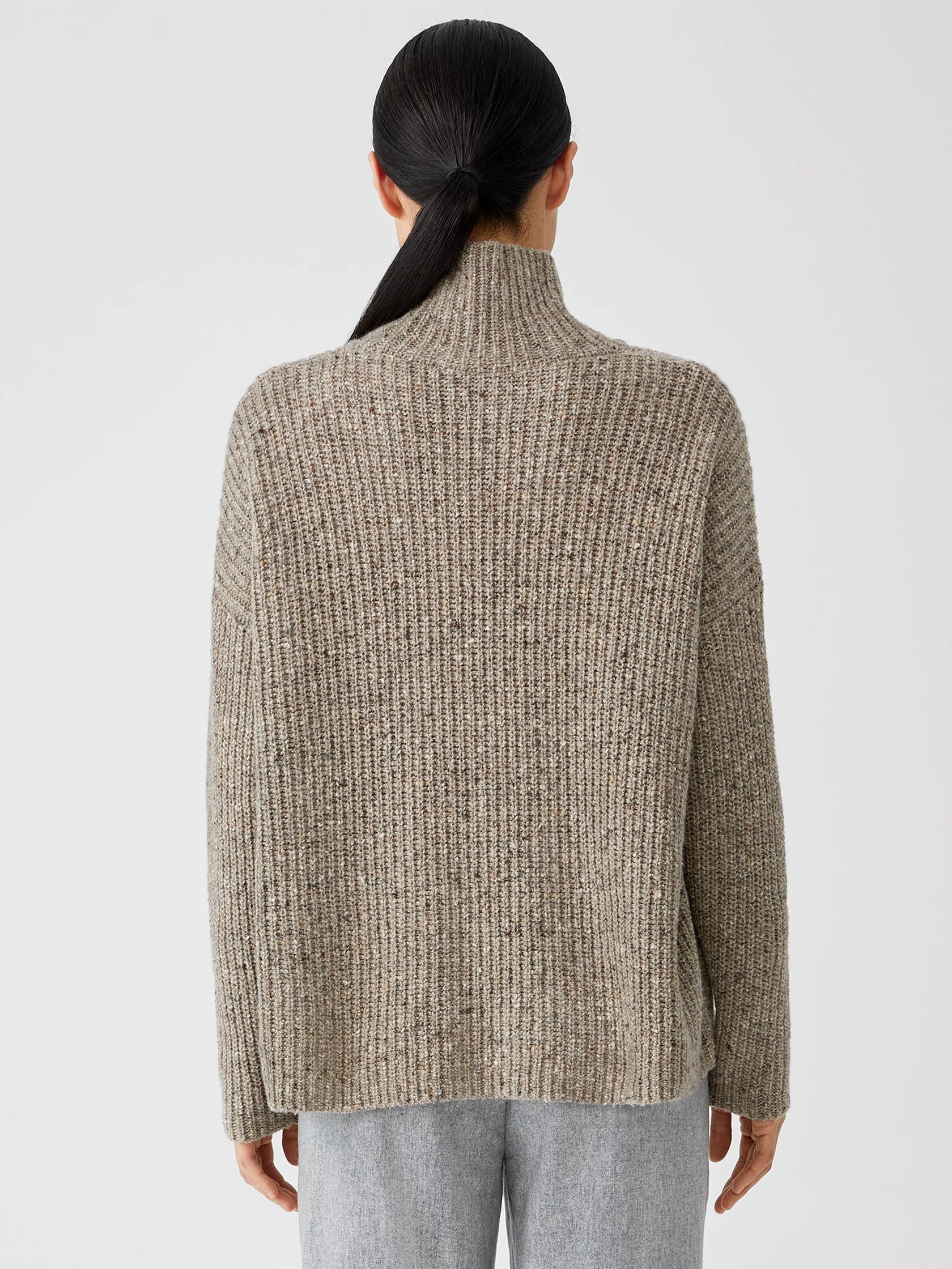 Recycled Cashmere Tweed Turtleneck Box-Top