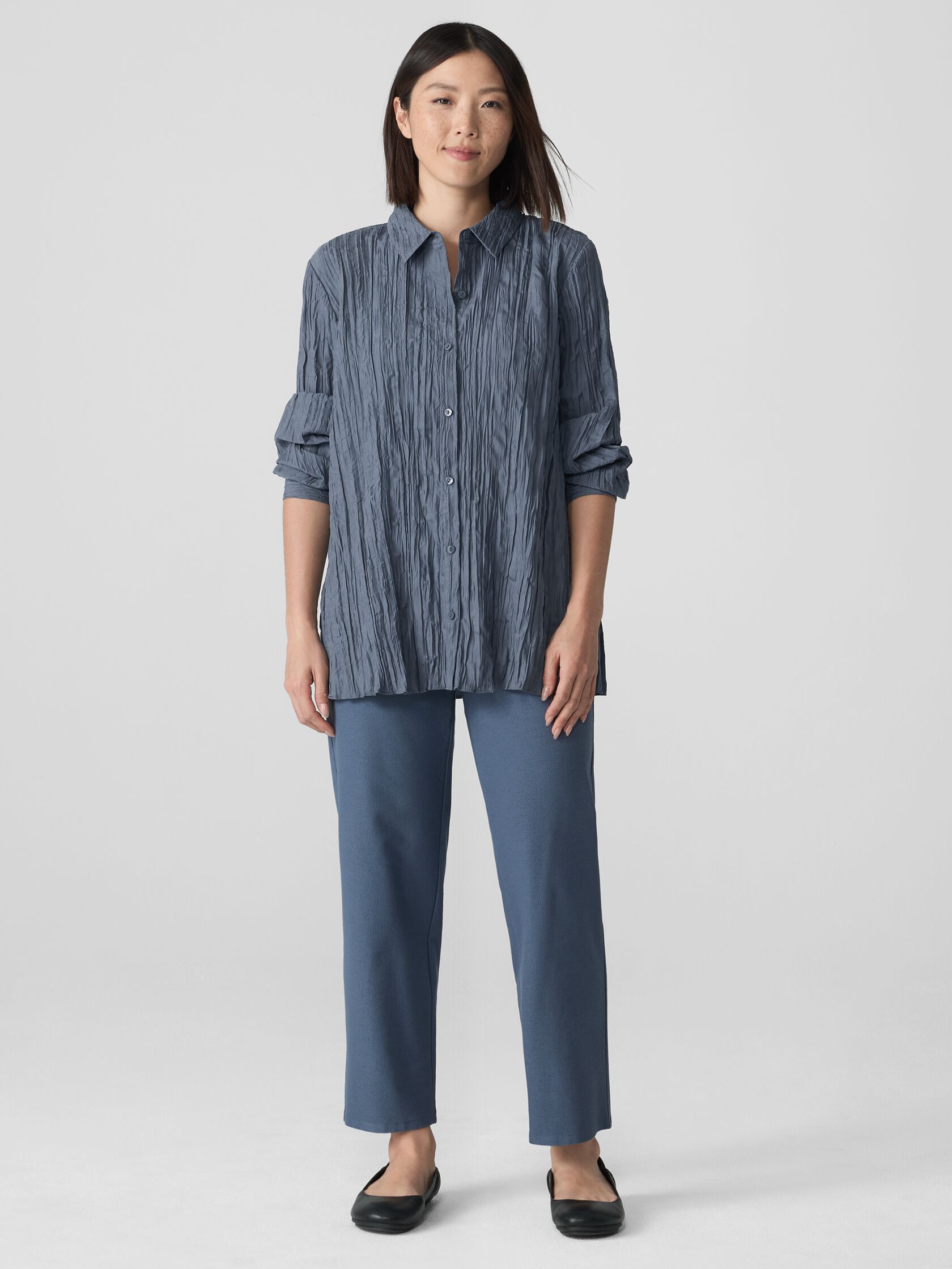 Washable Stretch Crepe Straight Pant