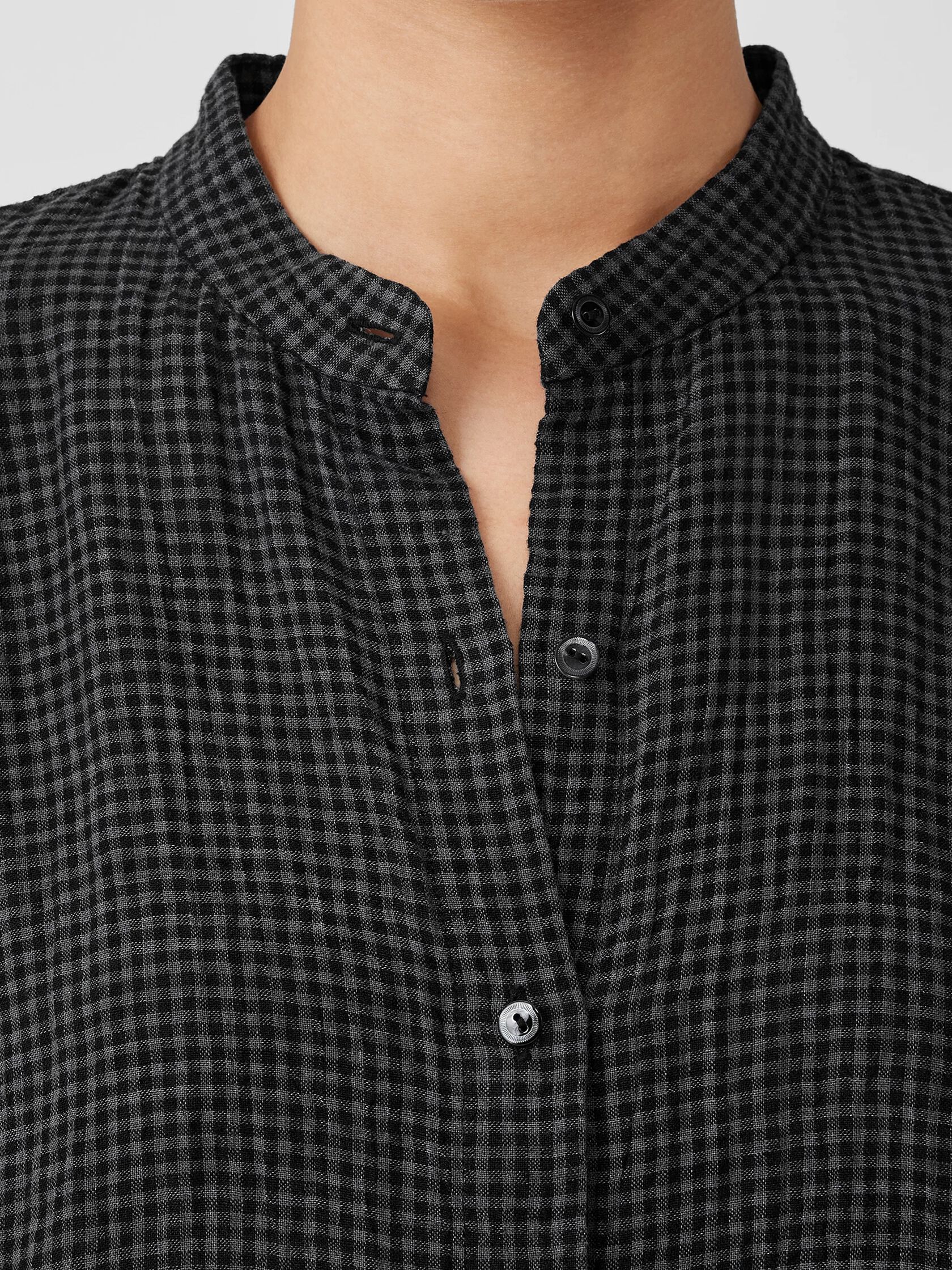 Puckered Organic Linen Short-Sleeve Shirt