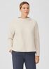 Organic Cotton Crinkled Knit Funnel Neck Top