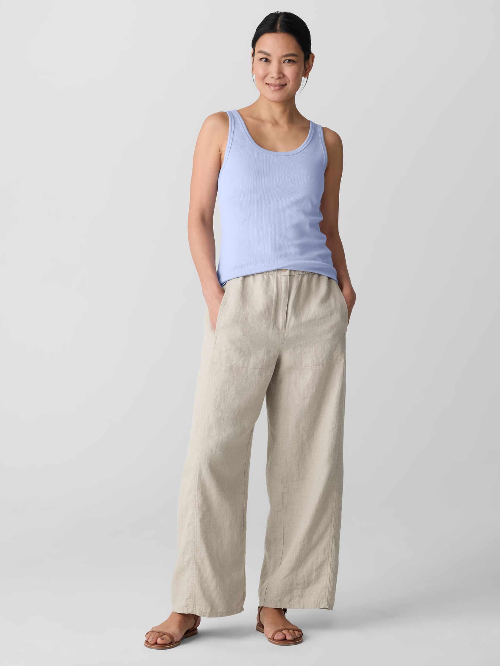 Organic Cotton Stretch Rib Scoop Neck Tank