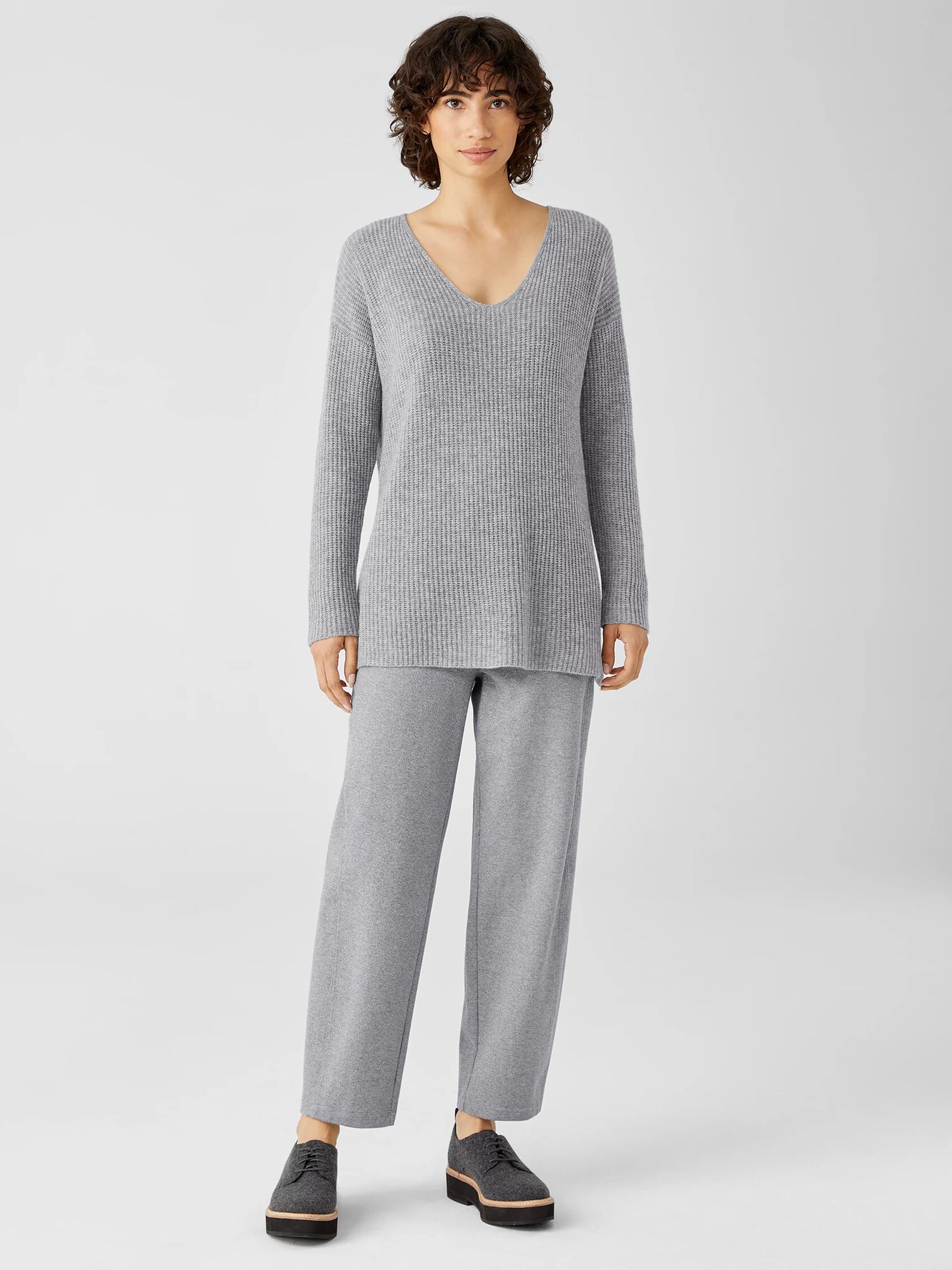 Italian Cashmere V-Neck Long Top