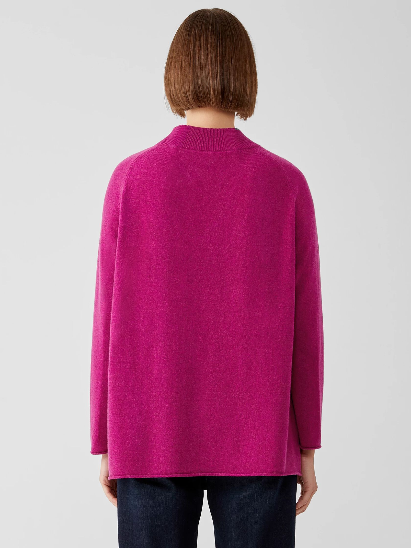 Recycled Cashmere Wool Mock Neck Box-Top