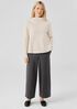 Organic Cotton Crinkled Knit Funnel Neck Top