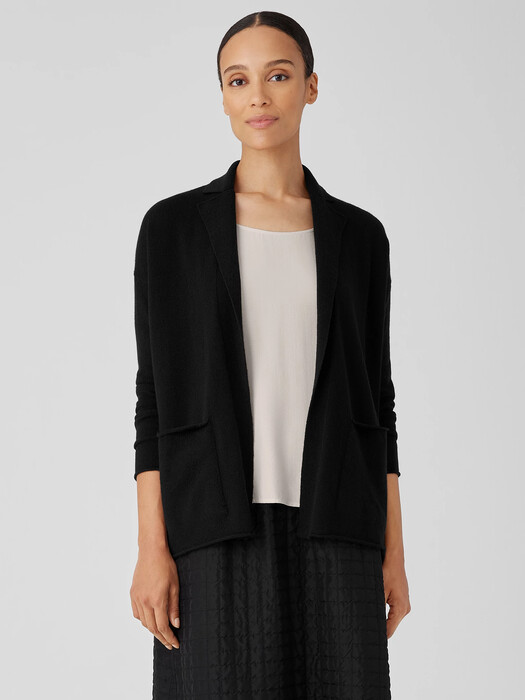 Italian Cashmere Notch Collar Cardigan