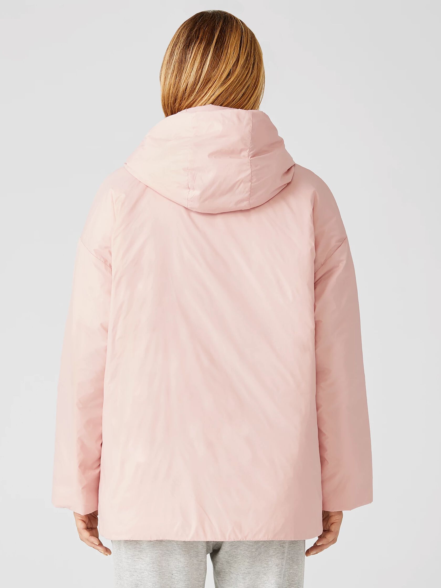 Eggshell Recycled Nylon Hooded Coat