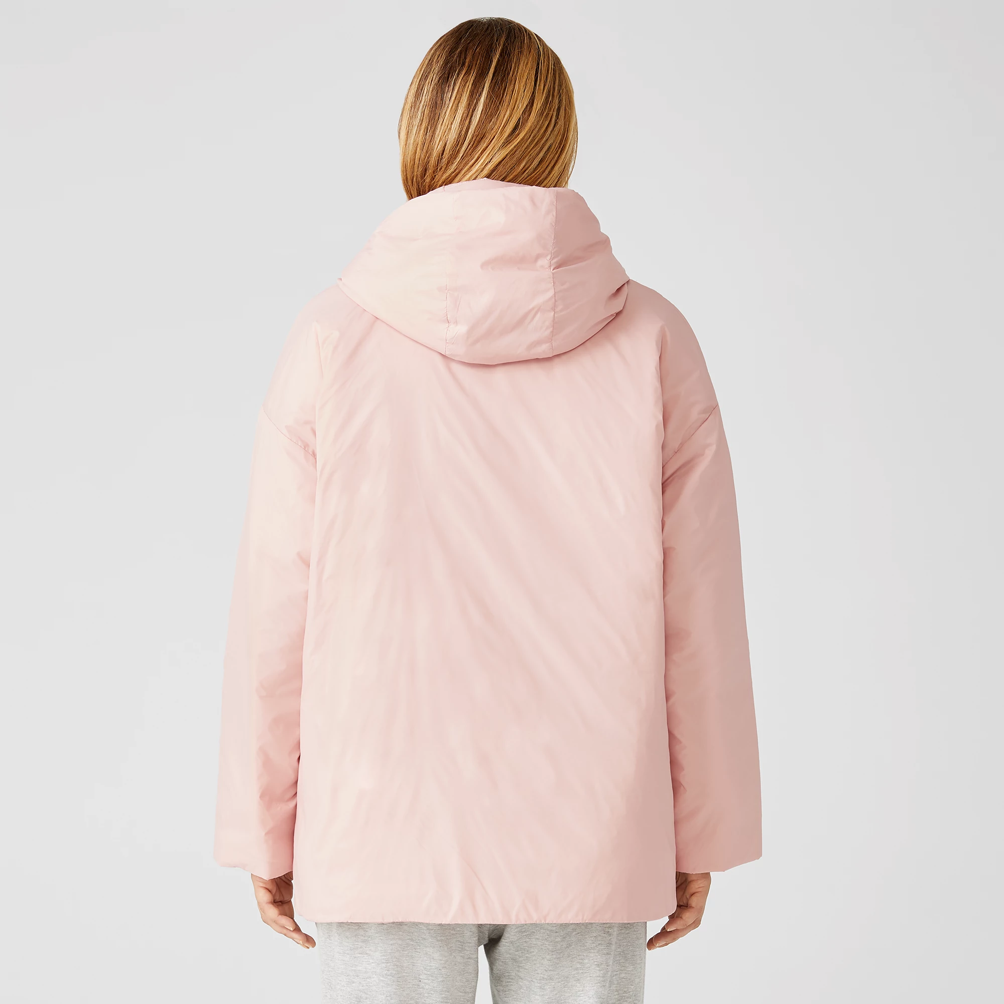 Eileen Fisher | Women's Eggshell Recycled Nylon Hooded Coat | Red | Size: XX Small Regular